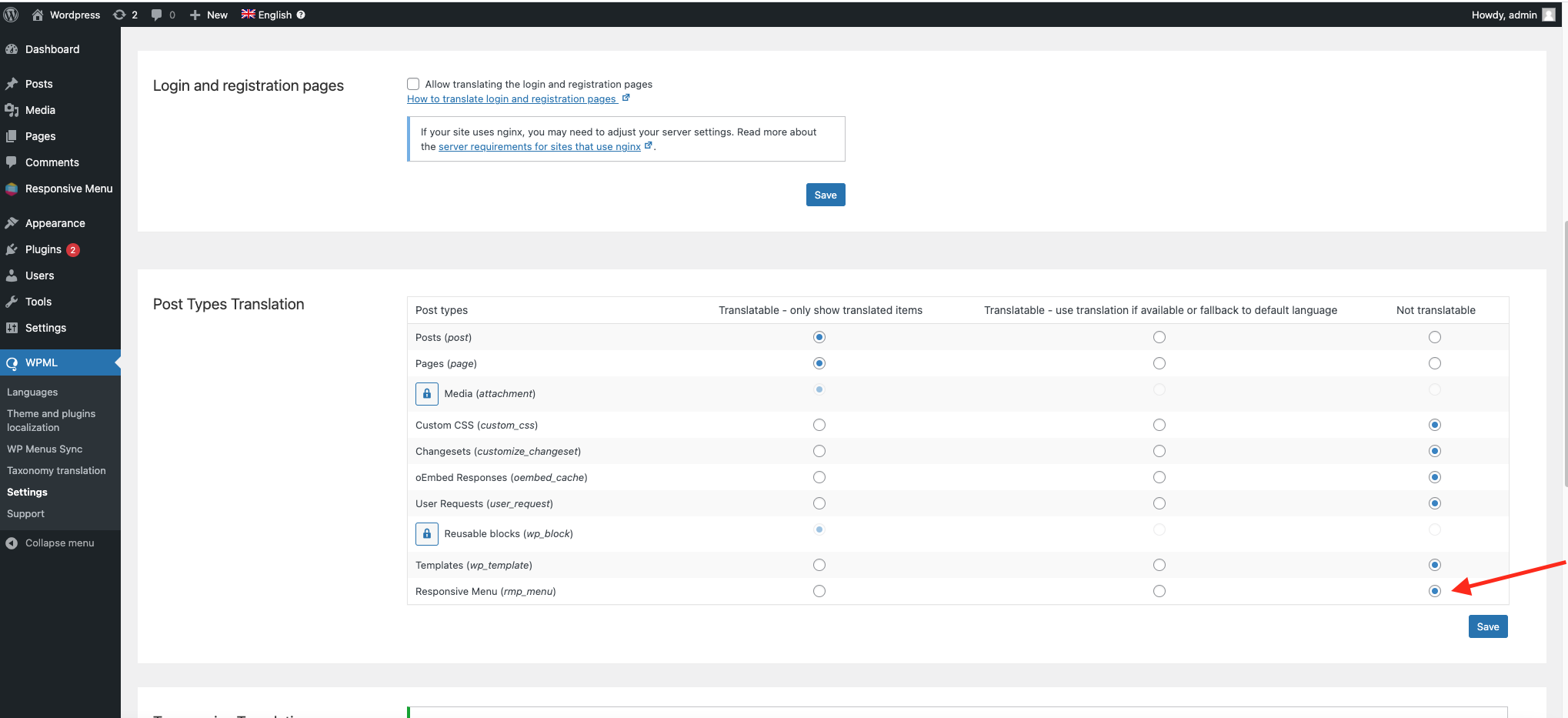 Integrate Responsive Menu with WPML - Post Types Translation