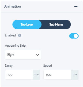 Menu Styling - Animation - Top Level Menu