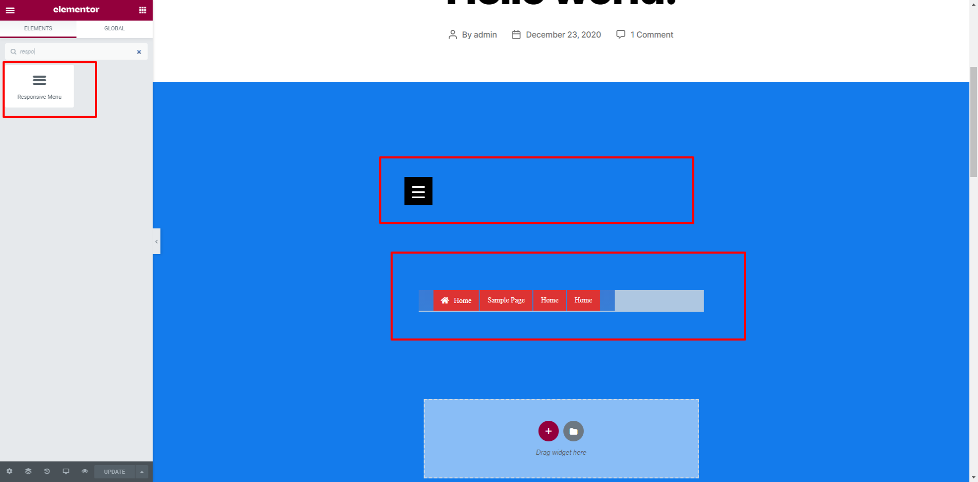 Responsive Menu - Elemetor Integration